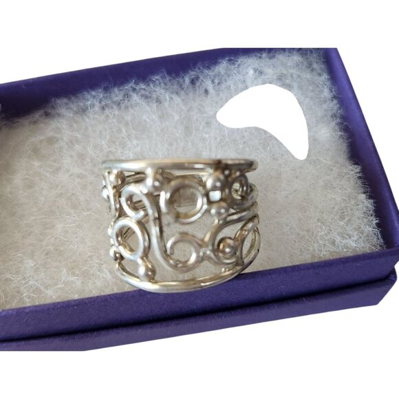 Ring Band Open Silver 20 mm wide  Size 8 1/2  7.8  gr  no Stone  Jerry Fran Harr - Picture 11 of 12